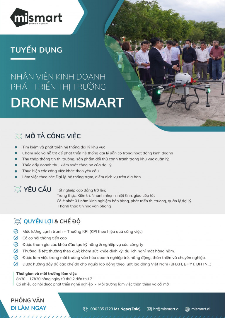 tuyển nhân viên kinh doanh phát triển drone mismart